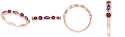 EFFY Collection EFFY&reg; Amethyst (1/4 ct. t.w.) and Ruby (1/4 ct. t.w.) Stackable Ring in 14k Rose Gold (Also available in Citrine with Peridot in 14k Yellow Gold)